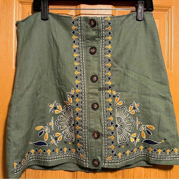 Blue Rain Embroidered Boho Mini Skirt NWT - Picture 1 of 11